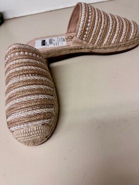 Karl Lagerfeld Beige and Cream Pearl-Trim Espadrille Slip-Ons